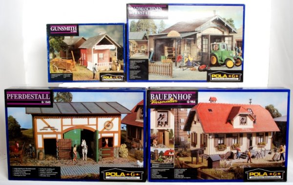 27: Four Pola G scale building kits in original boxes