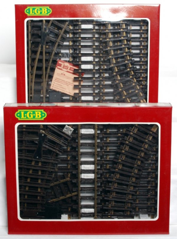 Two LGB 20902 G scale track add on sets in OB: Two LGB 20902 G scale track add on sets in original boxes, C6-7. Boxes show light wear.