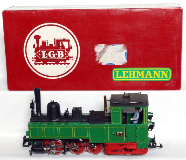 LGB G scale 2073D Waldenburgerbahn steam loco: LGB G scale 2073D Waldenburgerbahn steam loco in original box. missing one hand rail, horn trim in original sealed packet, C7. Box shows light wear, sticker.