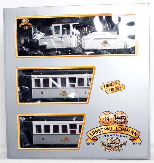 LGB G scale 29151 Ernst Paul Lehmann 120th set: LGB G scale 29151 Ernst Paul Lehmann 120th anniversary passenger train set in original box, set looks C9-10, loco is test run C9.