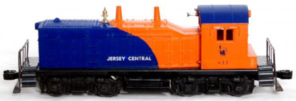 Lionel 611 Jersey Central switcher: Lionel 611 Jersey Central switcher, faint hairline at the front screw, C7.