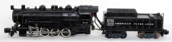 American Flyer S gauge 343 NKP 0-8-0 switcher: American Flyer S gauge 343 Nickel Plate Road 0-8-0 steam switcher and tender, C7.