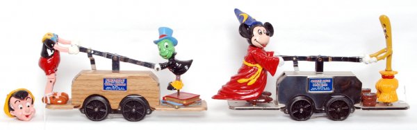 Pride Lines MickeyÕs Magic and PinocchioÕs: Pride Lines MickeyÕs Magic Hand Car No. 1940 and PinocchioÕs Wood Mobile hand car No. 1940. Mickey should clean to look a little better than C8, but it has been run. Pinocchio has his head broken of