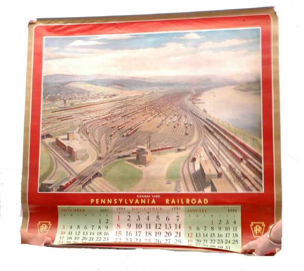 Two Pennsy RR Conway Yard 1958 Calendars: Two Pennsylvania Rail Road Conway Yard 1958 calendars which have never been displayed, C9.