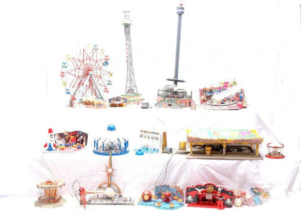 Faller 432 438 460 OBs Amusement Park Rides: Faller HO amusement park rides; 432 ÒWilde MausÓ roller coaster, 438 ÒIndiagoÓ ride and 460 ÒMammoth CaveÓ in OBs. The amusement park rides have never been assembled, C9. The OBs have some moist