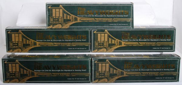 Five K-Line NYC heavyweight passenger cars: Five K-Line NYC heavyweight passenger cars in original boxes, C8-9. K-512 dining car, K-746 Huron River observation, K-952 Canna coach, K-1186 Crocus coach and K-1231 Sarah Bernhardt coach. Boxes show