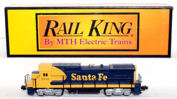 MTH Rail King 30-2115-0 Santa Fe Dash-8: MTH Rail King 30-2115-0 Santa Fe Dash-8 diesel loco with electronic whistle in original box, C8+.