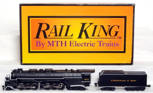 MTH Rail King 20-1117LP C&O Allegheny 2-6-6-6: MTH Rail King 20-1117LP C&O Allegheny 2-6-6-6 articulated steam locomotive and tender in original box with ProtoSound and ProtoSmoke, train looks C9 but graded C8 due to having been run. Box has a din