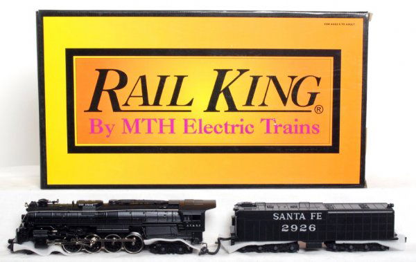 MTH Rail King 30-1140-1 Santa Fe Northern 4-8-4: MTH Rail King 30-1140-1 Santa Fe Northern 4-8-4 steam loco and tender in original box with ProtoSound and ProtoSmoke, C8-9. Box has an inventory/price sticker.