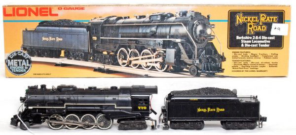 Lionel 8215 Nickel Plate Road Berkshire 2-8-4: Lionel 8215 Nickel Plate Road Berkshire 2-8-4 loco and tender in original box, C8+. Box has an inventory sticker.