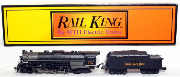 MTH Rail King RK-1109 NKP 2-8-4 Berkshire in OB: MTH Rail King RK-1109 Nickel Plate Road 2-8-4 Berkshire locomotive and tender in original box featuring operating ProtoSmoke, C8+. Box has an inventory sticker.