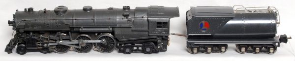 Lionel prewar 763E semi scale Hudson, 263W: Lionel prewar 763E semi scale Hudson and 263W tender. Engine and tender look good however loco has cab roof repaired, drawbar chain is not original and both marker lights repaired so graded C5.
