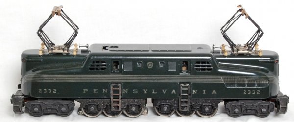 Lionel 2332 GG1 in green with silver stripes: Lionel 2332 GG1 in green with silver stripes, engine looks great C8-9 however I do not believe the paint or the stripes are original. Extremely good restoration, good to the point it is difficult to t
