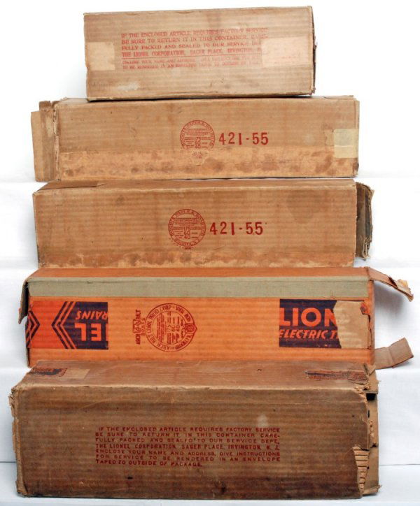 Lionel empty OB prewar standard gauge Blue Comet: Lionel empty original boxes for a prewar standard gauge Blue Comet set. 5 of the boxes have some flaps missing and wear however the 420 OB is quite nice C8 with all flaps.