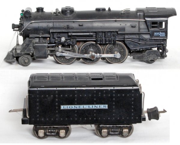 Lionel prewar 225 loco w/265W tender: Prewar Lionel 225 2-6-2 loco and 265W tender, train should clean C7 area.
