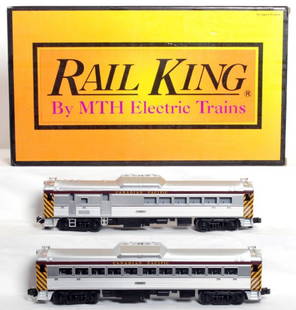 MTH Rail King 30-2183-0 C.P. RDC BUDD cars: MTH Rail King 30-2183-0 Canadian Pacific RDC BUDD cars in original box with electronic horn, C8-9. Box shows very light wear and price stickers.