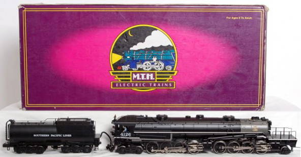 MTH 20-3125-1 Southern Pacific AC-6 cab forward: MTH 20-3125-1 Southern Pacific AC-6 cab forward steam loco and tender with ProtoSmoke and ProtoSound in original box, C8-9. Box shows very light wear, price sticker.