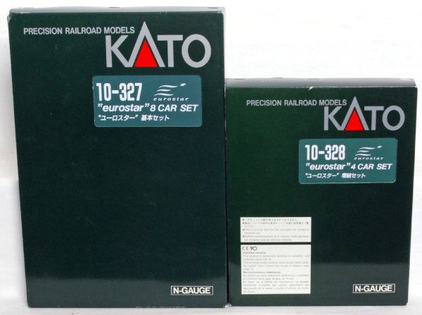 Kato N scale 10-327 & 10-328 eurostar passenger: Kato N gauge 10-327 & 10-328 eurostar passenger trains in original boxes, C9-10.