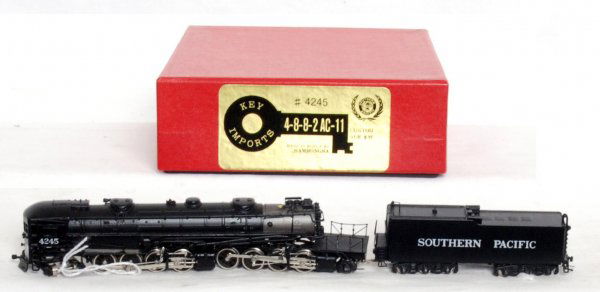 Key Imports brass N scale S.P. AC-11 4-8-8-2: Key Imports, Samhongsa brass N scale Southern Pacific AC-11 4-8-8-2 cab forward steam loco and tender, road number 4245 in original box with good foam, C9-10.