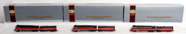 Three Con-Cor N scale Southern Pacific GS-4s: Three Con-Cor N scale Southern Pacific GS-4 Daylight locomotives and tenders in original boxes with good foam, C9-10. 01-3854 Northern 4-8-4 GS-4 Daylight, 01-3857 Northern 4-8-4 GS-4 San Joaquin Dayl