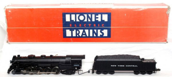 Lionel No. 8009 NYC 4-8-2 Mohawk L-3 loco: Lionel No. 8009 New York Central 4-8-2 Mohawk L-3 class steam locomotive and tender in original box featuring operating smoke stack and steam chests and Rail Sounds, loco is missing bell, C8-9. Box is