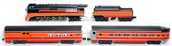 Lionel 18007 Southern Pacific loco and two pass.: Lionel 18007 Southern Pacific Daylight 4-8-4 loco and tender with combine and observation passenger cars, C7-8.