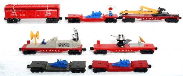 Seven Lionel postwar freight cars, 6480, 6660...