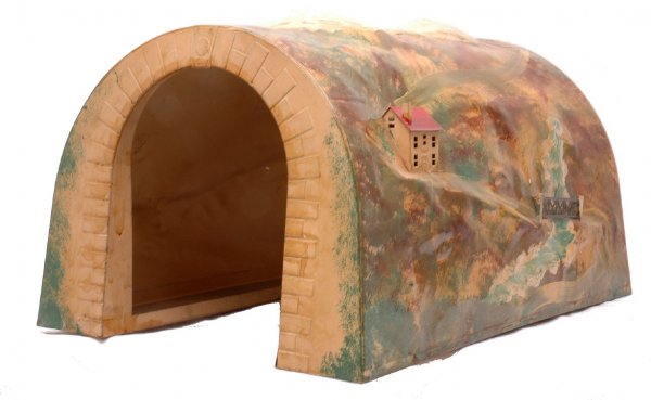 Lionel Prewar 120 Tunnel LIKE NEW: Lionel prewar standard gauge 120 tunnel. The paint colors are bright and vibrant. The tunnel has been lacquered and there is residue present on the bottom and both openings otherwise C8.