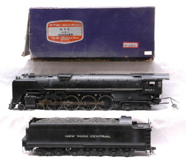 KTM Brass NYC 4-8-4 Niagara Loco w/Tender OB: KTM Brass Scale Models imported by U.S. Hobbies Inc. New York Central 4-8-4 Niagara steam loco numbered 6001 on both sides of the cab and tender lettered New York Central on each side and numbered 600