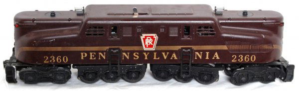 Rare Lionel 2360 graduated ventilator GG1: Rare Lionel postwar O gauge 2360 Pennsylvania GG1, variation with graduated ventilators and a solid stripe. Nicer than most engines you see of this variation, needs light cleaning, missing pantographs