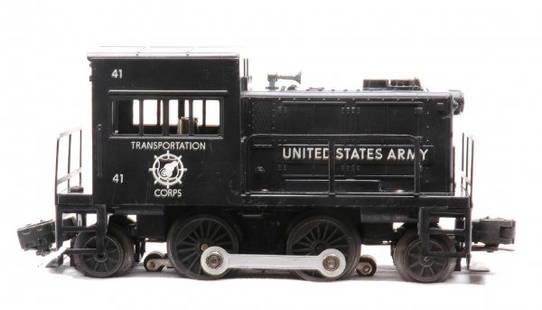 Lionel 41 United States Army Switcher LIKE NEW: Lionel postwar 41 United States Army switcher with all struts intact, C8.