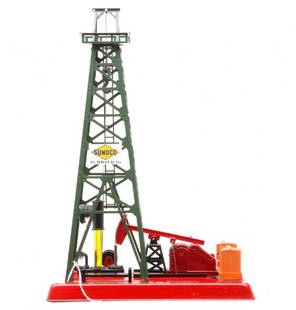 Lionel 455 Oil Derrick with Sunoco Sign: Lionel postwar 455 oil derrick with Sunoco sign, C7.
