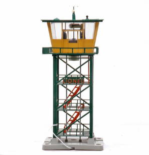 Lionel 192 Operating Control Tower LIKE NEW: Lionel postwar 192 operating control tower that has one railing cracked, C7-8.