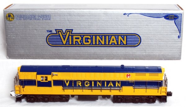 Lionel O gauge No. 8950 Virginian FM in OB: Lionel O gauge No. 8950 Virginian Fairbanks Morse Trainmaster diesel locomotive in original box, C7-8. Box shows little wear.