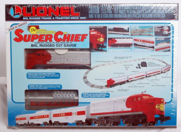 Lionel O gauge No. 11739 Super Chief set, Mint: Factory sealed O gauge Lionel No. 11739 Santa Fe The Super Chief diesel passenger set, C10.
