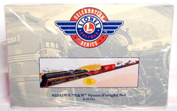 Lionel 2545WS Space Set (31754): Lionel 2545WS Space-Freight set. Catalog number 31754. This set is sealed in the factory plastic and is assumed C10. Set includes 746 J class with Railsounds 5.0 fan driven smoke and TMCC. Cars includ