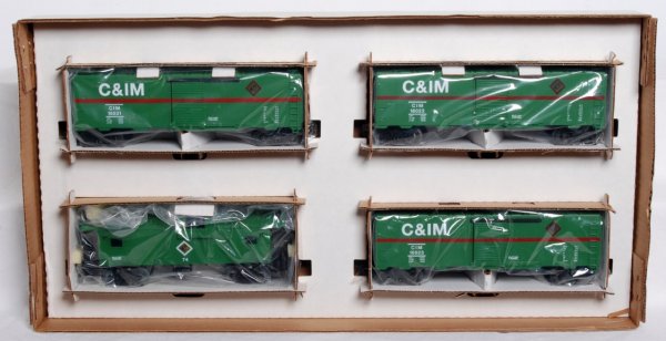 Lionel C&IM freight cars: Lionel Chicago and Illinois Midland 18556 Sears freight car set factory new in OBs, C8-9.