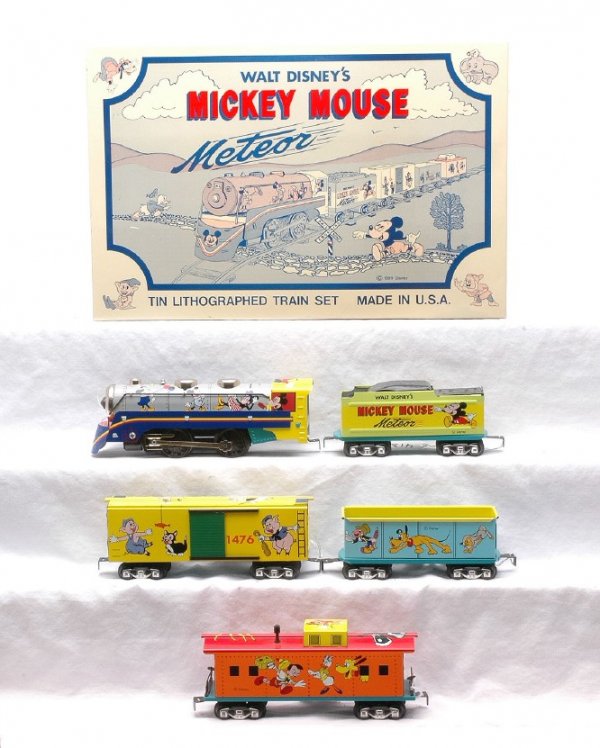 Walt DisneyÕs MM Meteor Set by Marx Trains MIB: Walt DisneyÕs Mickey Mouse Meteor tin lithographed train set no. 10934WD made by Marx Trains in OB with all paperwork. The set is C9.