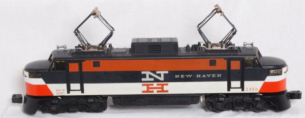 Postwar Lionel No. 2350 New Haven EP-5 electric: Postwar Lionel No. 2350 New Haven EP-5 electric locomotive, train looks C7+ area but has very light battery damage.
