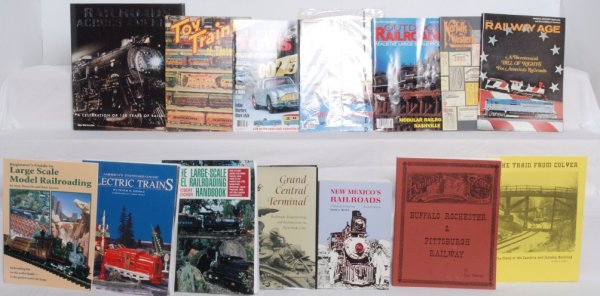 Railroad and Large Scale modeling books: Books include Railroads across America by Del Vecchio, Beginners guide to Large Scale Model Railroading by Horovitz, AmericaÕs Standard Gauge Electric Trains by Riddle, The Large Scale Model Railroad