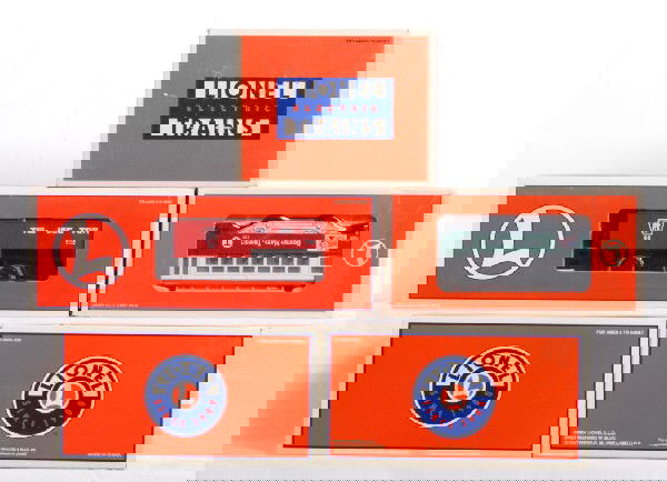 5 Lionel motorized units bonder, tamper, trolley: Lot includes 18406 operating track maintenance car in OB with instructions. Sign has small crack in base. 18427 55 Tie Jector missing one track trip. In OB with papers. 18492 MOW rail bonder in OB wit