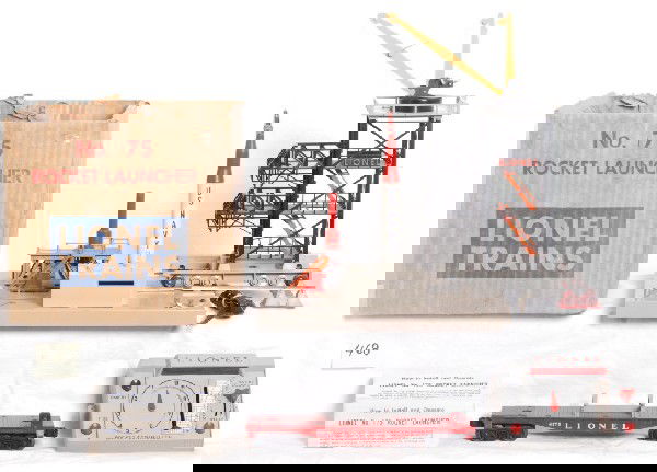 Postwar Lionel 175 rocket launcher in OB: Postwar Lionel 175 rocket launcher in OB. Please view the photographs for the best description and as to the condition and diversity of the items in this lot. Items in this lot are sold as they are sh