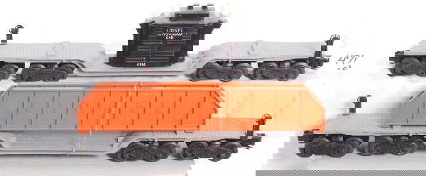 Postwar Lionel 6418 and 6518 depressed center flat: Postwar Lionel O gauge No. 6418 flatcar with girders, 6518 flat w/transformer, C7-8 with cleaning.