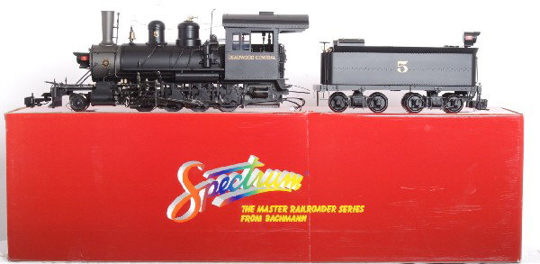 Bachmann 2-8-0 Deadwood Consolidation: Bachmann G Scale 81295 Deadwood Central 2-8-0 Consolidation in OB. Loco features smoke, DCC ready, Led lights in firebox and much more. Loco is C8+ and comes with all paperwork.