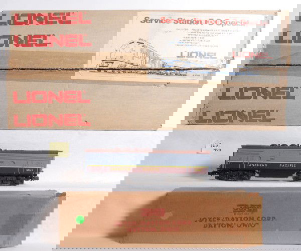 Lionel 1350 Canadian National Service Station set: Lionel 1350 Service Station F3 Special in original boxes, trains look C8-9. Set consists of 8365 (Mis-boxed) and 8366 Canadian Pacific F3 A units, 9113 Norfolk and Western hopper, 9724 Missouri Pacifi