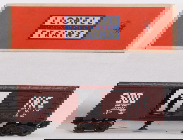 Tough Lionel 3494-625 SOO operating BC in OB: Tough postwar O gauge Lionel No. 3494-625 Soo Line operating boxcar, C8 in real nice lower C9 original box.