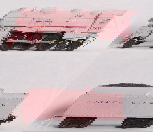 Postwar Lionel No. 2037-500 & 1130T-500 GirlÕs Tra: Postwar Lionel O gauge No. 2037-500 2-6-4 steam locomotive with 1130T-500 tender without whistle, for the GirlÕs Train set. Loco is missing both marker jewels and tender is missing a step. Trains oth