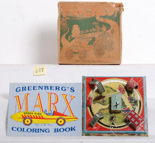 1927 Louis Marx Pinched tinplate windup toy in OB: 1927 Louis Marx & Co. Pinched, tinplate windup toy in original box. Toy looks C7 with very bright lithography, toy is very clean and is in excellent mechanical condition as we have been playing with i