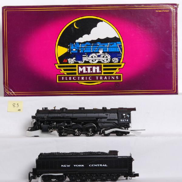 MTH Premier NYC J1-e with PT Tender Proto 2.0: MTH Premier 20-3059-1 New York Central J1-e Hudson in OB. Loco features Protosound 2.0. Protosmoke, Protocoupler, and much more. Loco is C8+ with some run time. Includes all paperwork. OB has some cru