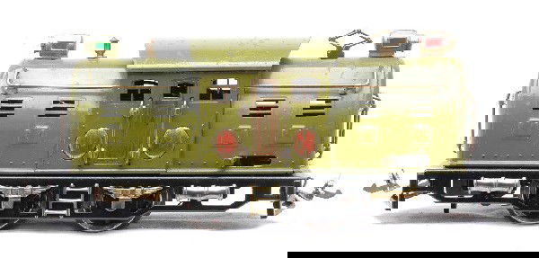 Lionel 254E Olive Electric 0-4-0 Locomotive: Lionel prewar O gauge 254E olive electric 0-4-0 locomotive with touch ups and the frame has been repainted. Cab is C6.